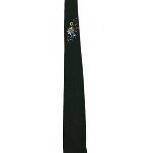 Mahogany Black Knit Tie with Floral Embroidery